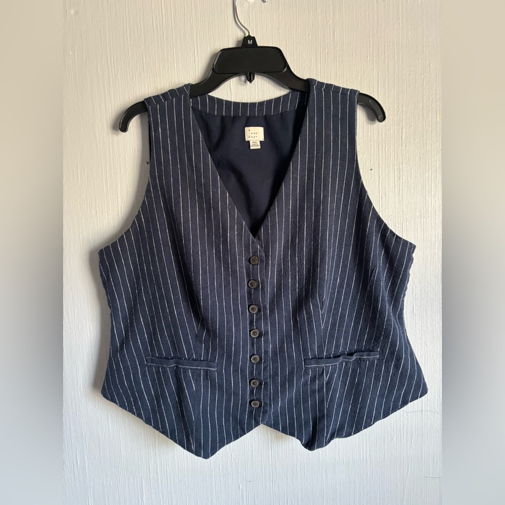 Navy Pin Striped Women's Vest xxl